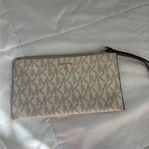 Michael Kors logo patterned wristlet